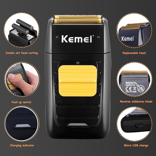 KEMEI Zero Gapped Cordless Hair Trimmer & Foil Shaver Kit for Men