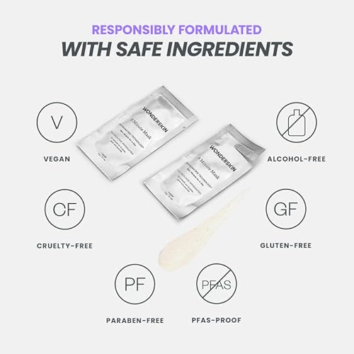 Wonderskin 8 Minute Mask, Hydrating and Anti Aging Face Mask Packed with Vitamin C and Niacinamide, Moisturizing Face Masks Pack of 8
