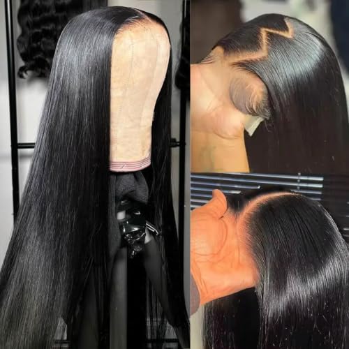 Black Lace Front Wig for Women - Pre Plucked, 13x6 HD Transparent Lace, 26 Inches, Variation: Black Wig