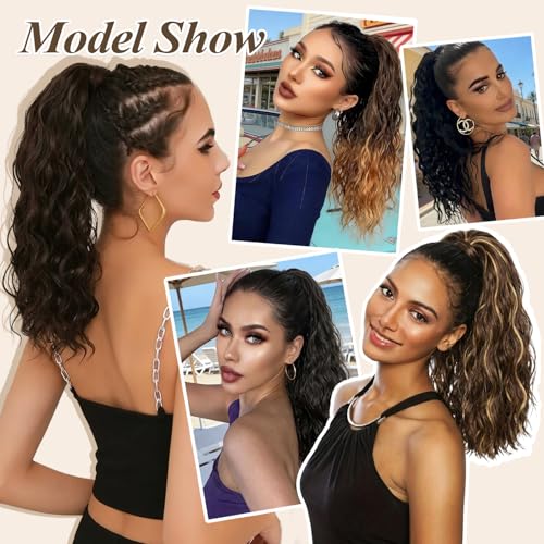 14-Inch Synthetic Ponytail Extension #1B Natural Black with Drawstring & Clips - Trendy Hair Accessory