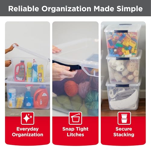 Rubbermaid Cleverstore 32 Qt Stackable Plastic Storage Bins with Lids - 6 Pack