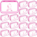 Breast Cancer Awareness Makeup Bag Set - 20 Clear Pink Ribbon Bags for Gifts & Travel