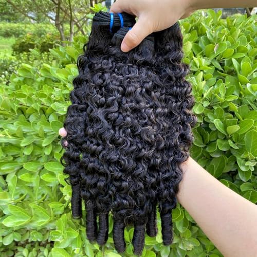 Romface Burmese Human Hair Bundles 14 Inch 3C4A Water Wave Spiral Curl Extensions for Black Women