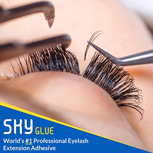 Sky Glue S+ 2 Pack & Pro Volume Eyelash Extension Glue | Professional Black Adhesive | Long Lasting Semi Permanent Lash Extensions | Super Strong & Fast Drying (1-2s) | 7+ Weeks Retention | 3 x 5ml