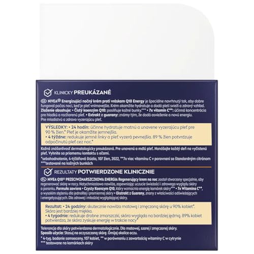 NIVEA Q10 Energy Night Cream for Face - Hydrating Anti-Wrinkle Moisturizer, 50ml