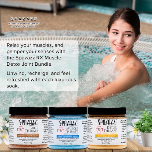 Spazazz RX Therapy Muscle Detox Bath Salt Crystals 4oz 3 Pack Gift Set
