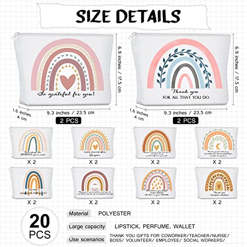 Sieral 20 Rainbow Canvas Makeup Bags with Zipper - Inspirational Gift Set