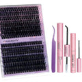 Cluster Lashes Individual Cluster Eyelashes D Curl Mix 10-18mm (60D+80D) Eyelashes Cluster Volume & Dramatic Russian Individual Eye Lashes for Beginners (60D+80D Lash kit with Remover)