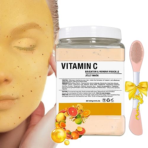 Orange Jelly Mask Powder for Facials, Vitamin C Brightening & Nourishing, DIY Peel-Off Spa Mask, 23 Fl Oz