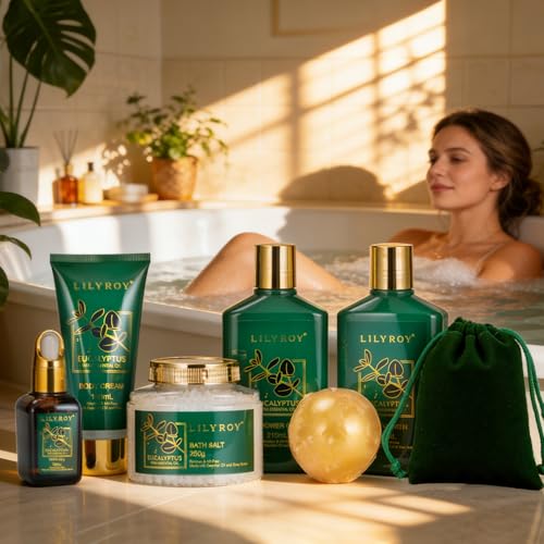 Eucalyptus Spa Bath Gifts Set - 9-Piece Luxury Bath & Body Basket for Women & Men