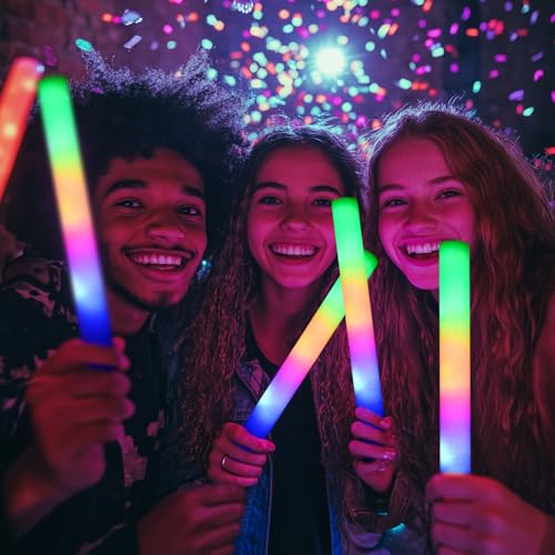 204Pcs Foam Glow Sticks Bulk with 3 Modes Colorful Flashing for Weddings & Parties - Variation of THIS listing