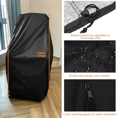Sqodok Massage Chair Cover, Dustproof and Waterproof 420D Oxford Cloth Full Body Zero Gravity Chair Cover for Massage Chair Recliner Furniture Cover, Pet Scratch Cover