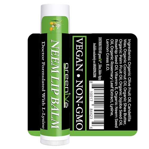 GreenIVe Vegan Neem Lip Balm 5 Tubes - Natural, Handcrafted Moisturizer for Dry & Sensitive Lips