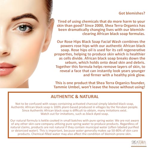 Deep Pore Facial Cleanser with Rose Hips & Black Soap - Anti-Aging & Acne Treatment, All Skin Types - 4 oz
