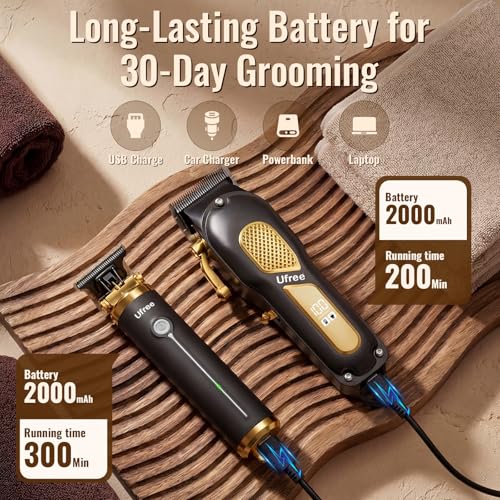 Cordless Hair Clippers & Trimmers Set for Men with Guide Combs