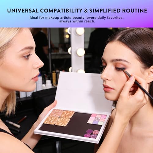 SZDYM White Holographic Magnetic Makeup Palette - Holds 60 Pans, Portable & Standable