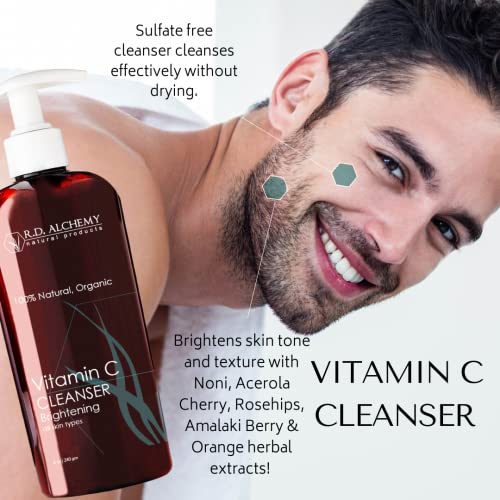 Organic Vitamin C Face Cleanser with Herbal Extracts - Sulfate-Free Brightening & Detox