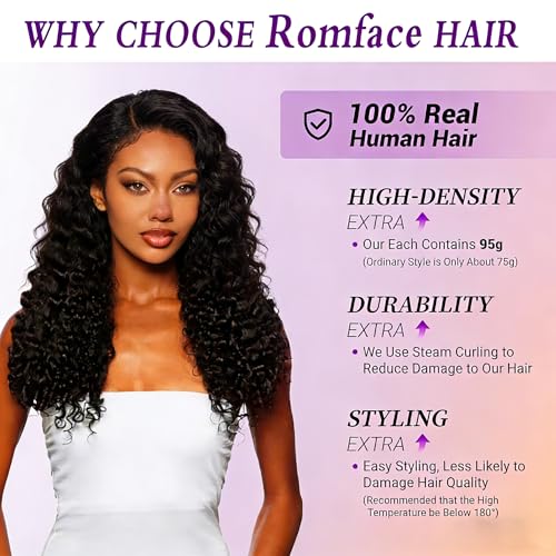 Romface Burmese Human Hair Bundles 14 Inch 3C4A Water Wave Spiral Curl Extensions for Black Women