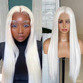 White Synthetic Lace Front Wig for Women - Long Silky Straight Hair