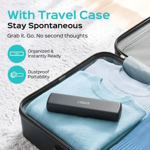 COSLUS C60 Black Rechargeable Rotating Electric Toothbrush for Adults - Travel Case Included