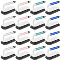 16 Pack Scrub Brush Heavy Duty Cleaning Brushes with Handle Stiff Bristles Scrub Brush Bulk for Shower Bathroom Carpet Kitchen Bathtub Scrubber, Grey, Blue, Green, Pink