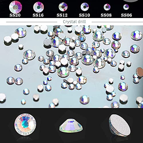 4880Pcs Rhinestones for Nail, AB Champagne Crystal Nail Rhinestones Set, Nail Round Beads Flatback Glass Gems Stones, Multi Shapes Nail Rhinestones for Nail DIY Crafts Clothes Shoes Jewelry