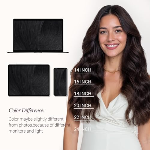 Micro Link Hair Extensions 18 Inch Black Reusable Human Hair - 50g