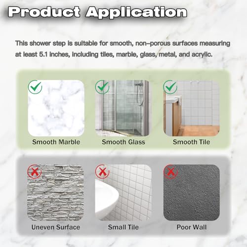 Shower Foot Rest for Shaving Legs with Suction Cup - Foldable Reusable Shower Step