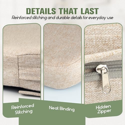 Kingphenix Beige Chair Cushions Set of 6 - 2.5 Inch Thick Dining Seat Pads