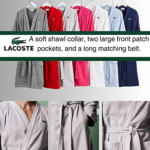 Lacoste Classic Pique Cotton Terry Bath Robe Unisex One Size Micro Chip Variation