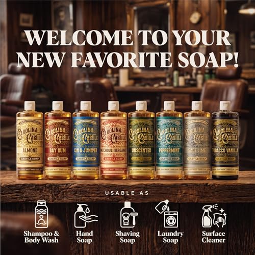 Organic Castile Soap with Patchouli & Bergamot - 128 Fl Oz Concentrated Natural Body Wash - Made with Organic Olive & Coconut Oils - Unisex Scent