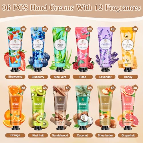 96 Pack Hand Cream Gifts Set For Women, Bulk Hand Lotion Travel Size for Dry Cracked Hand, Mini Hand Lotion Bulk for Christmas Stocking Stuffers Galentines Party Favors & Baby Shower Favors For Guests