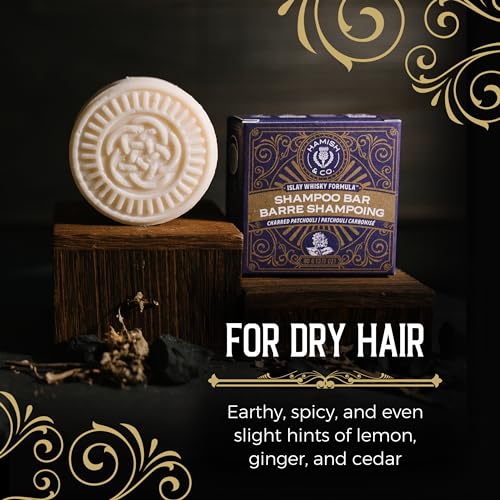 Viori Hamish & Co. Shampoo Bar ? Charred Patchouli Scent ? Handcrafted Men's Shampoo with Scottish Islay Whiskey ? Sulfate-Free, Paraben-Free, Plastic-Free