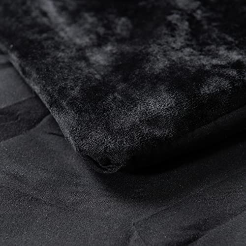 Fredsure Distressed Velvet Comforter Set - 5 Pieces King Black | Luxurious Soft Bedding