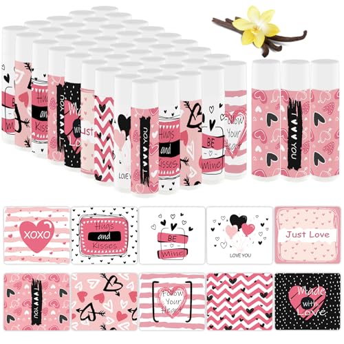 Nlicrst Pink Heart Lip Balm Gift Set for Valentine's Day - 50 Pcs Bulk Lip Care Favors & Party Supplies