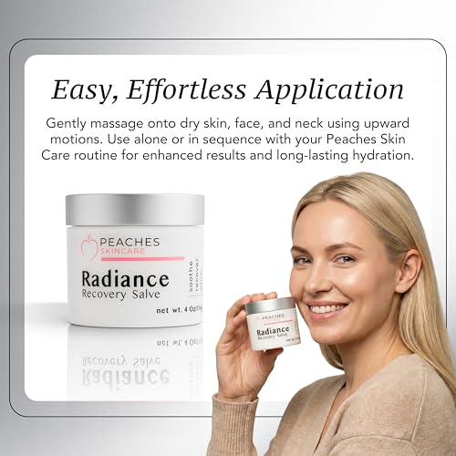 Peaches Skincare Radiance Recovery Salve - Hydrating Face Moisturizer for Delicate Skin - Petroleum Free - Calming Barrier Cream with Cacay Oil and Castor Oil - Overnight Recovery Moisturizer
