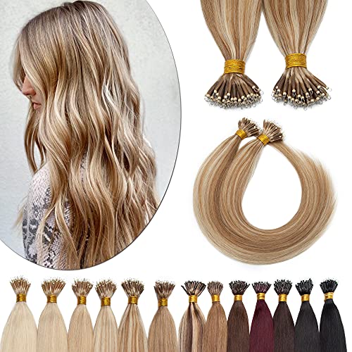 SEGO Nano Tip Hair Extensions 16 Inch Golden Brown & Bleach Blonde, 50g Pack