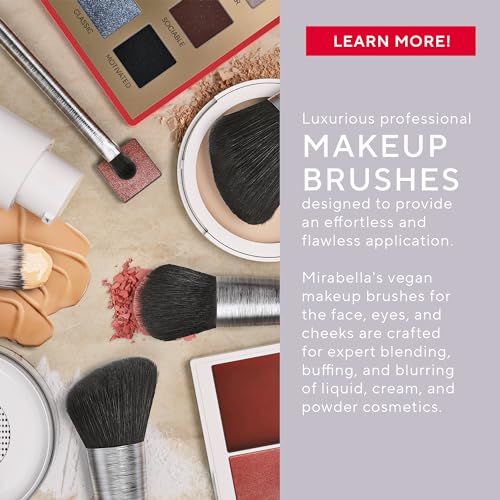 Mirabella Contouring Blush Brush, Premium Professional Makeup Brush Collection, Cruelty-Free Synthetic Bristle Brush with Hand-Sculpted Brushed Aluminum Handle, Luxury Blending Brush for Makeup