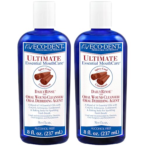 Eco-Dent Alcohol-Free Cinnamon Mouthwash - Baking Soda, CoQ10 & Herbs, 8 Fl Oz Pack of 2