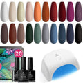 beetles Gel Polish with Curing Lamp 36W U V Nail Lamp, 20 Colors Glowing Attraction¡¡Gel Polish Set with Fast Drying Compact LED Nail Dryer