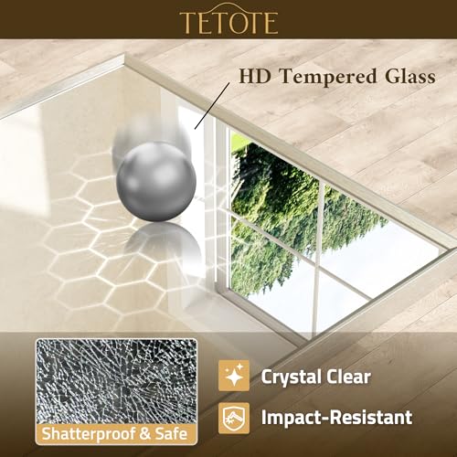 TETOTE 30x30 Inch Brushed Nickel Bathroom Mirror - Beveled Framed Over Sink Vanity