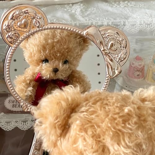 Flower Knows The Sweetie Bear Hand Mirror in Caramel Brown 8.5" L x 4" W