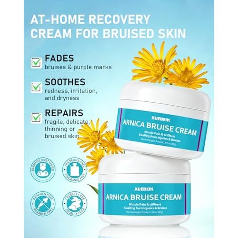 Arnica Bruise Relief Cream Extra Strength: Soothing Moisturizer with Vitamin K, C & E for Thin & Sensitive Skin - Daily Care for Teens, Adults & Mature Skin (3 Oz * 2 PCS)