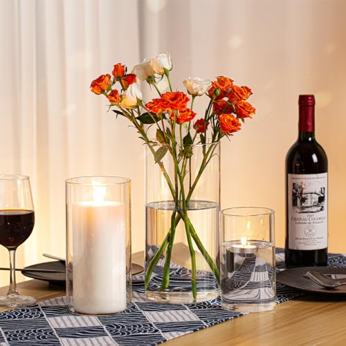 Clear Glass Candle Holder Set - 18 pcs with 3 Sizes for Wedding & Home Decor