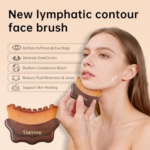3-Pack Lymphatic Face Contour Brushes for Facial Sculpting & Anti-Puffiness - Brown