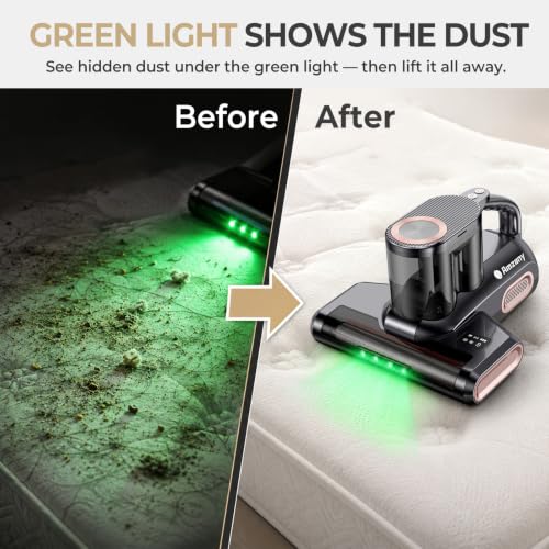 Cordless Mattress Vacuum Cleaner with UV-C Light & Ultrasonic - Grey & Gold