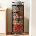 4-Tier Rotating Kitchen Storage Rack - No Assembly Metal Basket Organizer, Black
