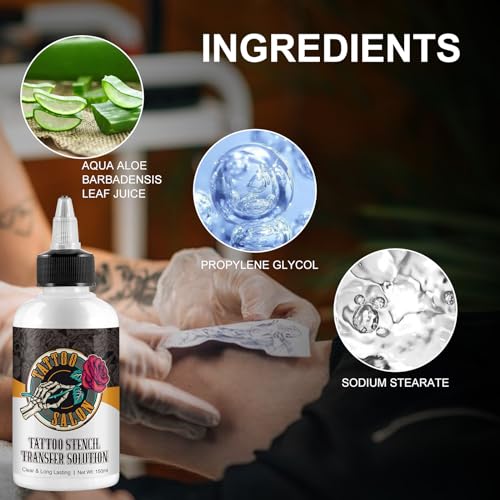 Tattoo Stencil Transfer Gel Solution, Stencil Magic Cream, Tattoo Application Solution for Transfer Paper Machine Stencils, Long-Lasting & Clear, 150ml