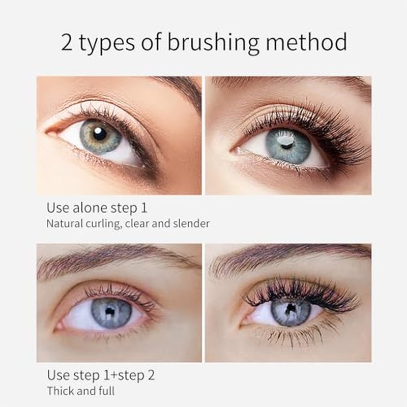 2 Pack 2 in 1 5x Longer Washable Mascara, 4D Silk Fiber Lash For VIBELY Mascara, No Clumping, Long-lasting Black