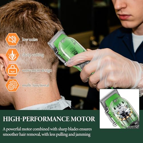 Hair Clippers for Men, Professional Cordless Rechargeable Transparent Plastic Clipper Set, Electric Trimmer for Men, Nose and Ear Hair Trimmer with Comb, Wrap, Bag, Men's Birthday Christmas Gifts